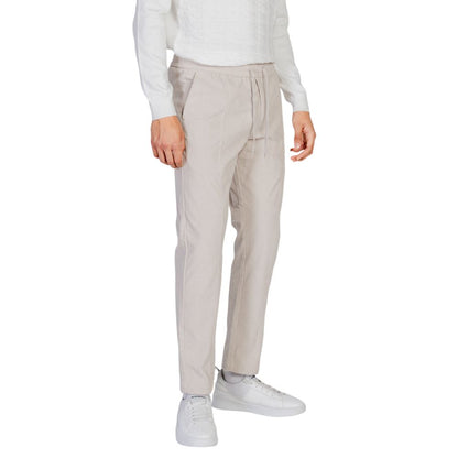 Beige Polyester Casual Pants