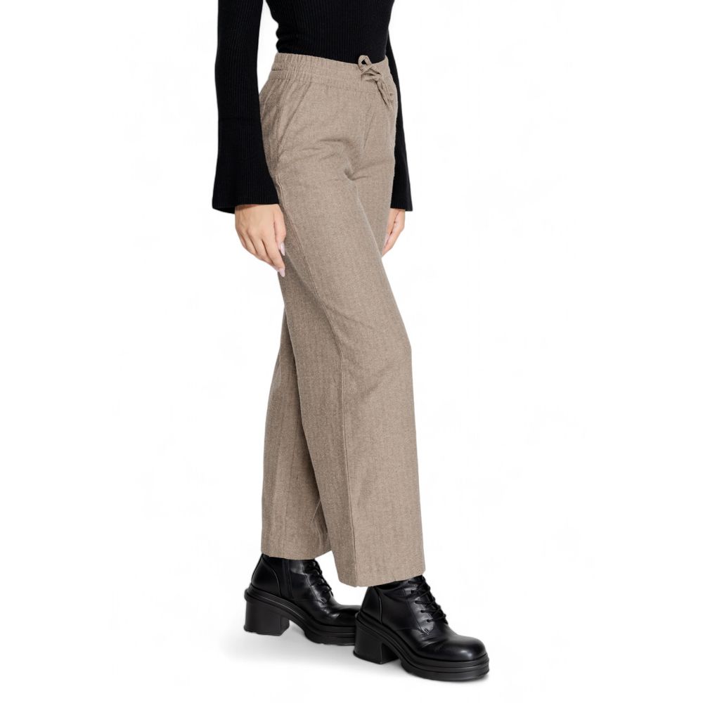 Brown Cotton Casual Pants