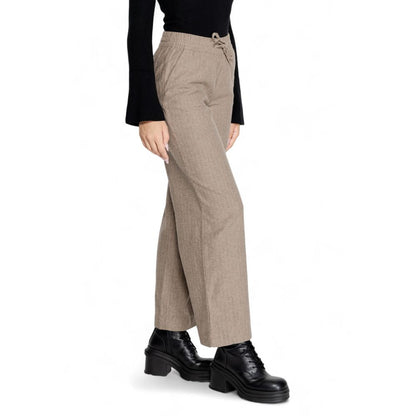 Brown Cotton Casual Pants