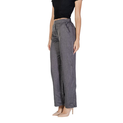 Gray Polyester Casual Pants