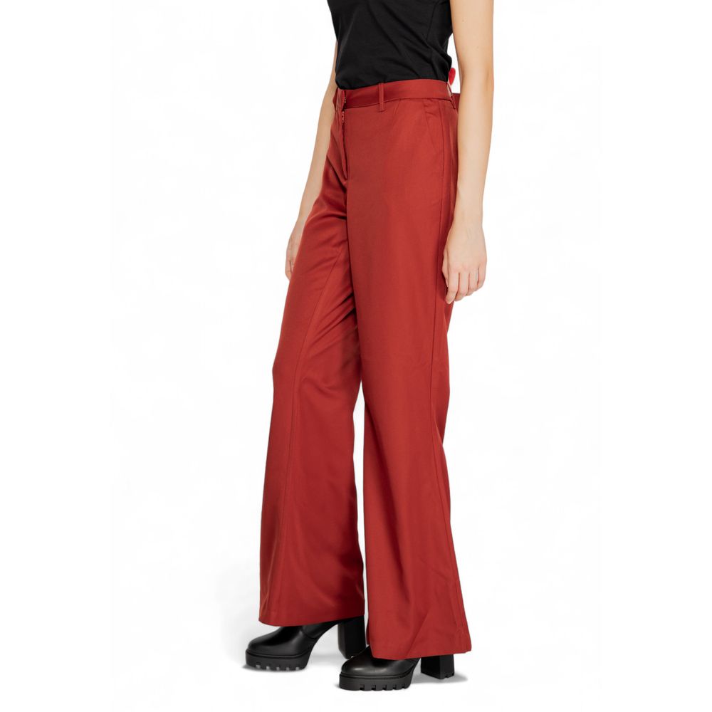 Red Polyester Pant