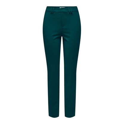 Green Polyester Casual Pants