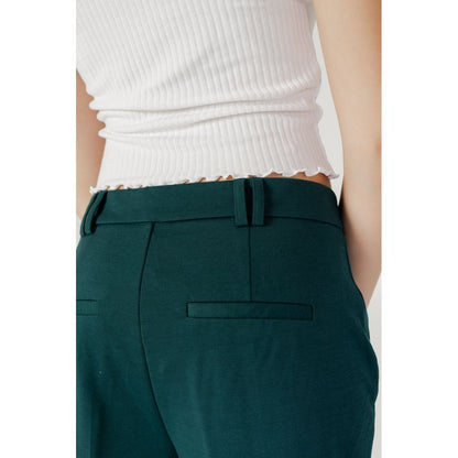 Green Polyester Casual Pants