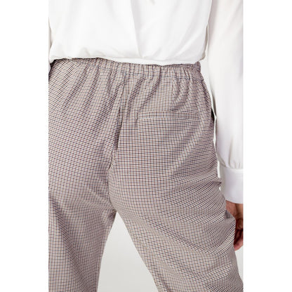 Beige Polyester Flared Pants