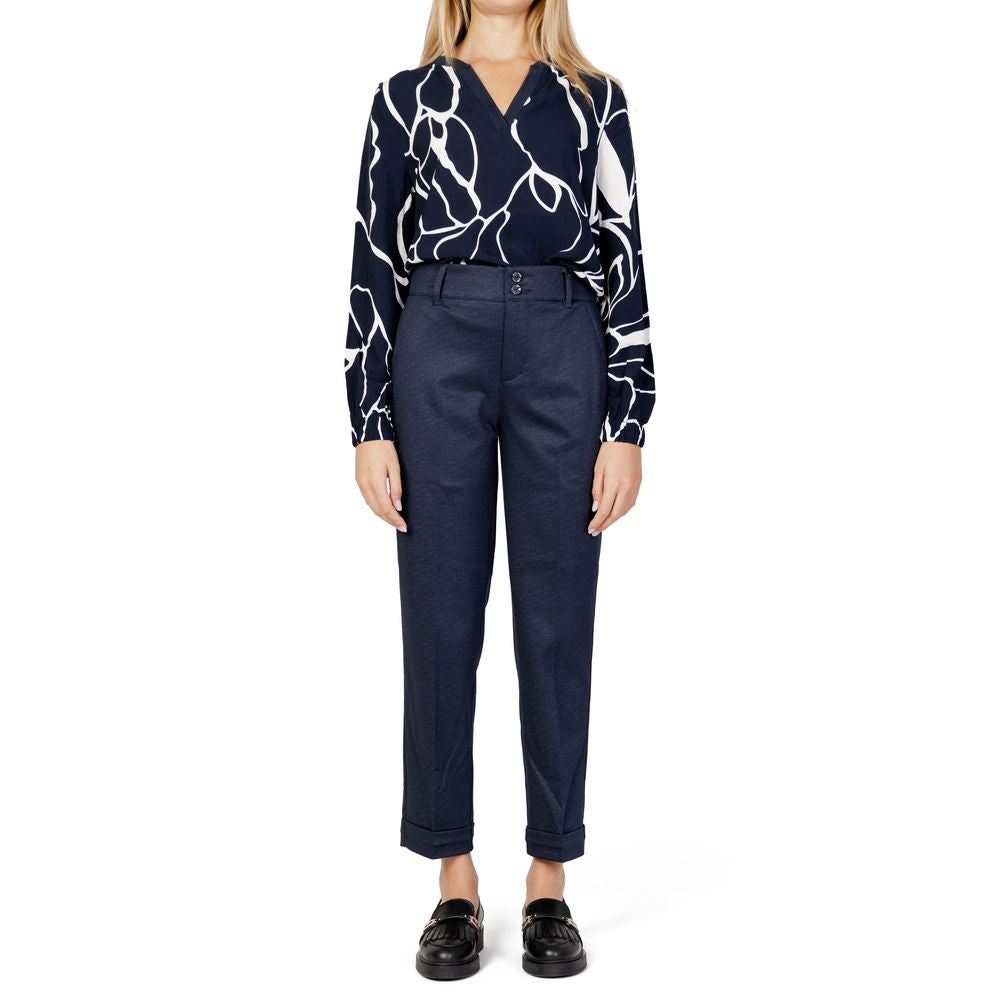 Blue Viscose Chino Pants