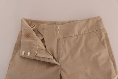 Beige Cotton Bootcut Pants