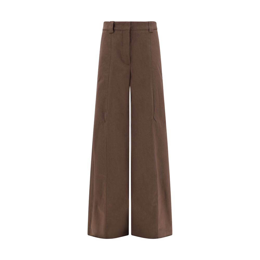 Brown Cotton Casual Pants