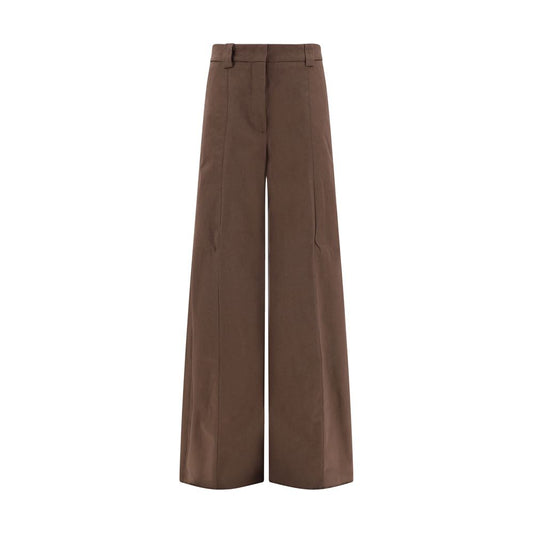 Brown Cotton Casual Pants