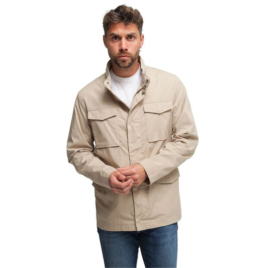 Beige Cotton Men Jacket