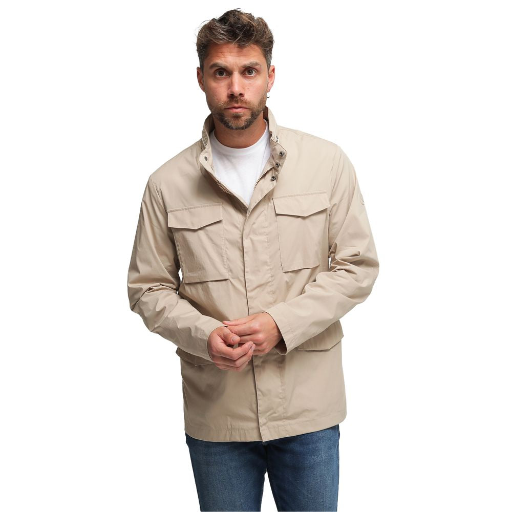 Beige Cotton Men Jacket