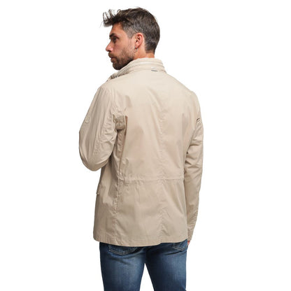 Beige Cotton Men Jacket