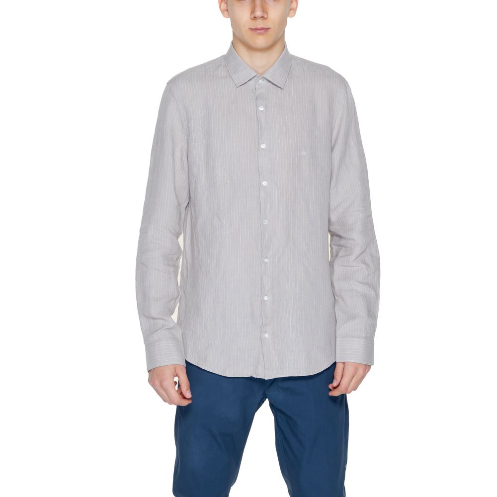 Beige Linen Dress Shirt