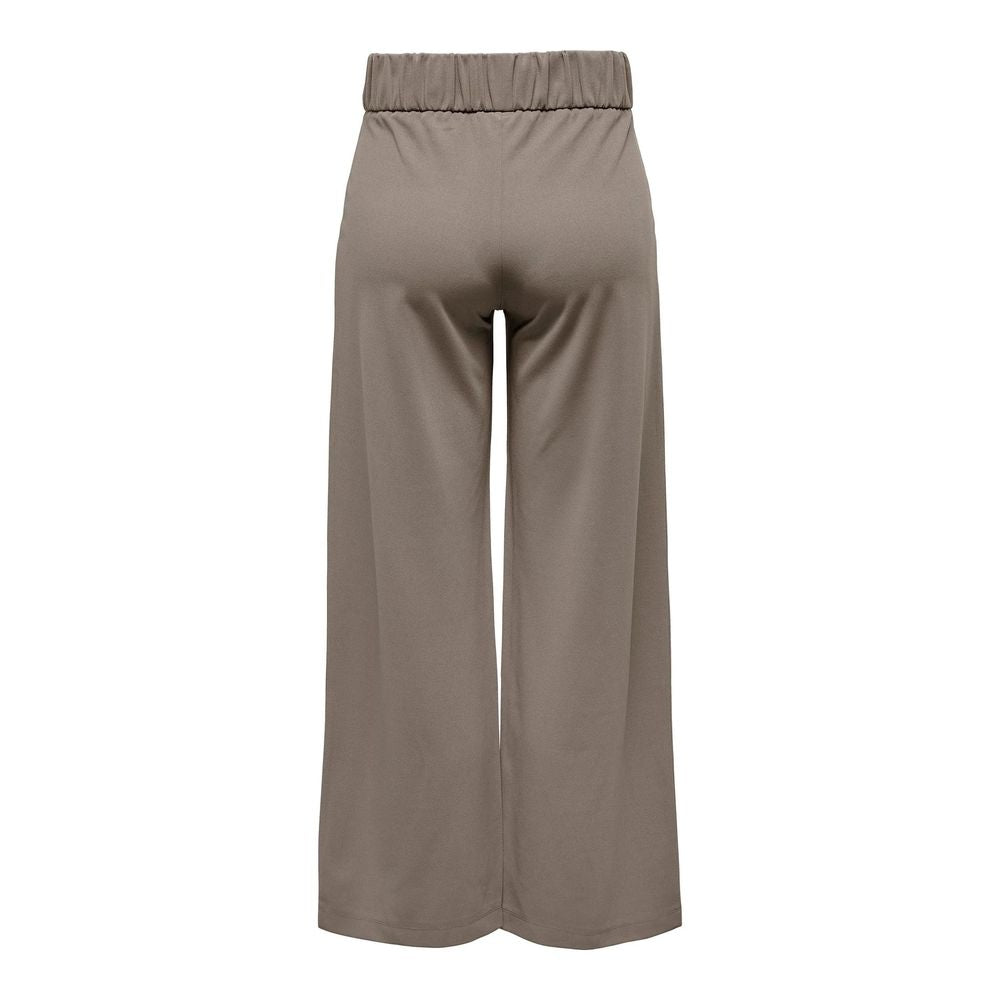Brown Polyester Casual Pants
