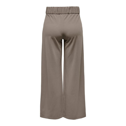 Brown Polyester Casual Pants