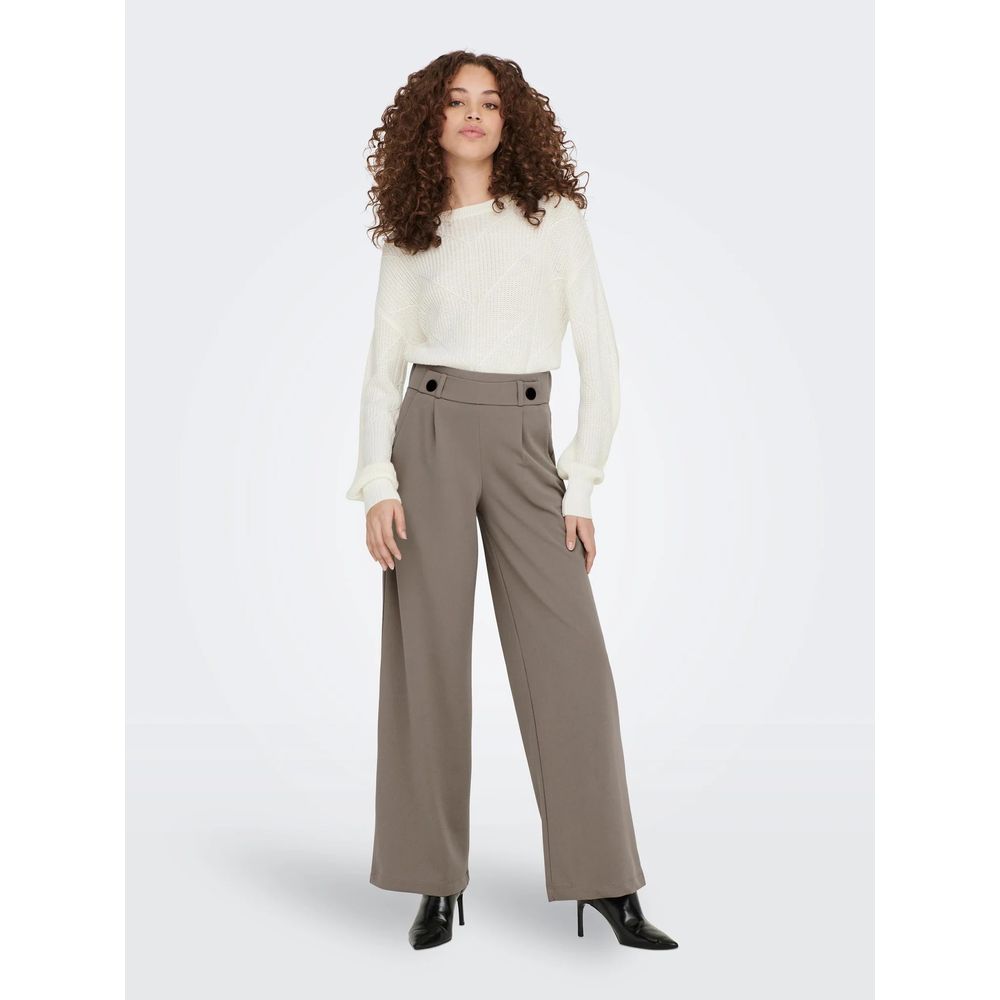 Brown Polyester Casual Pants