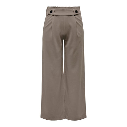 Brown Polyester Casual Pants