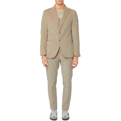 Beige Cotton Men Suit