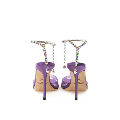 Purple Satin Stiletto Heel Sandals