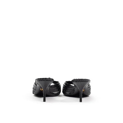 Black Snake Skin  Platform Sandals