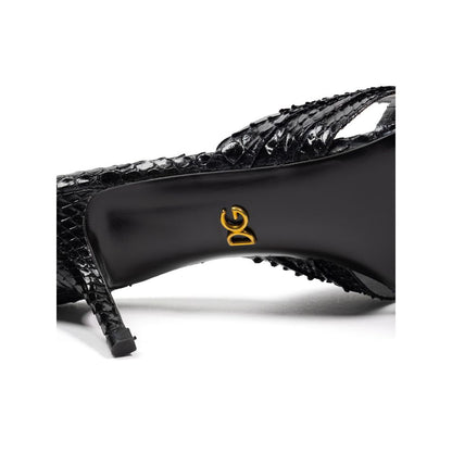 Black Snake Skin  Platform Sandals
