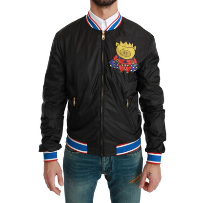 Black Polyester Bomber