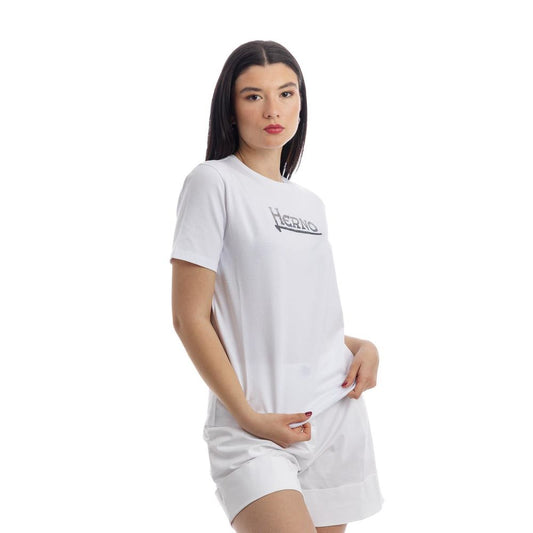 White Cotton Women T-Shirt