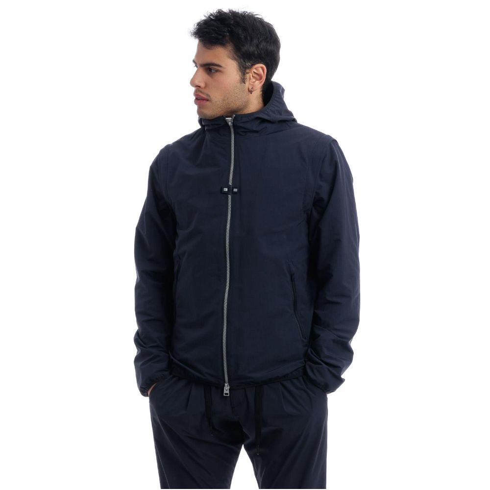 Blue Nylon Men Jacket
