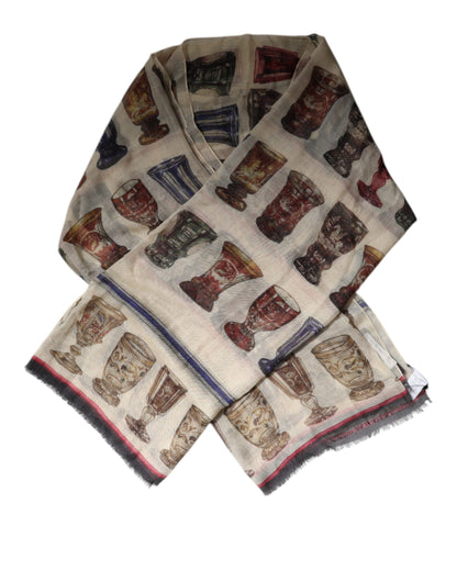 Multicolor Glass Cashmere Foulard Scarf