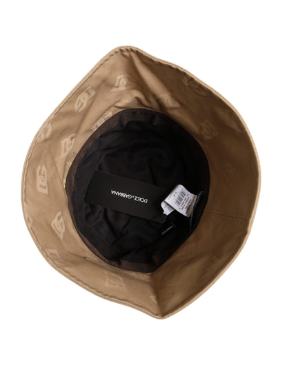 Beige Logo Monogram Cotton Bucket Cap