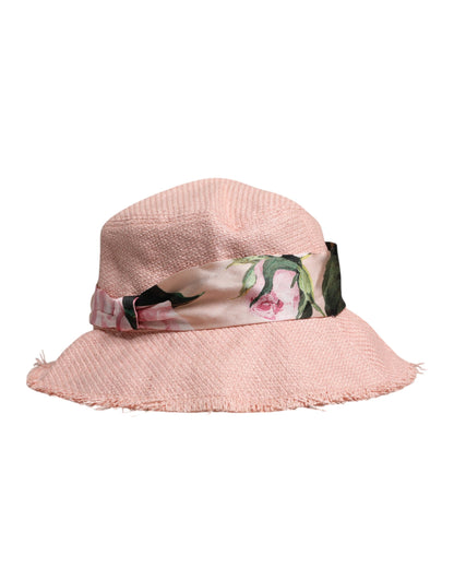 Pink Cotton Wide Brim Bucket Hat