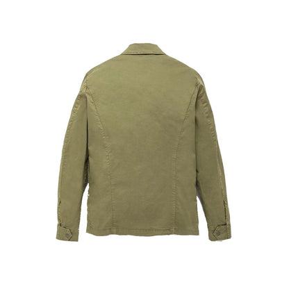 Green Cotton Men Jacket
