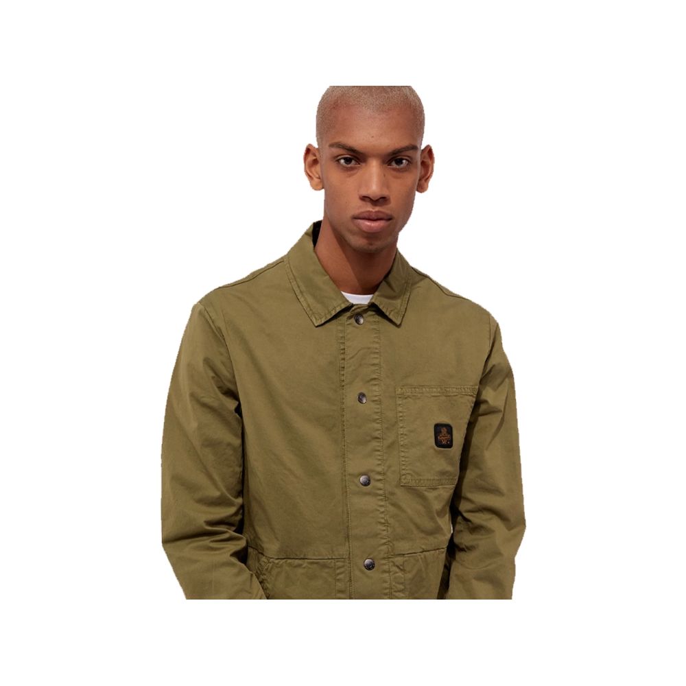 Green Cotton Men Jacket