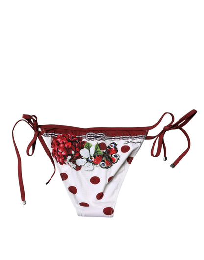 White Floral Print Swimsuit Bikini Bottom Swimwear