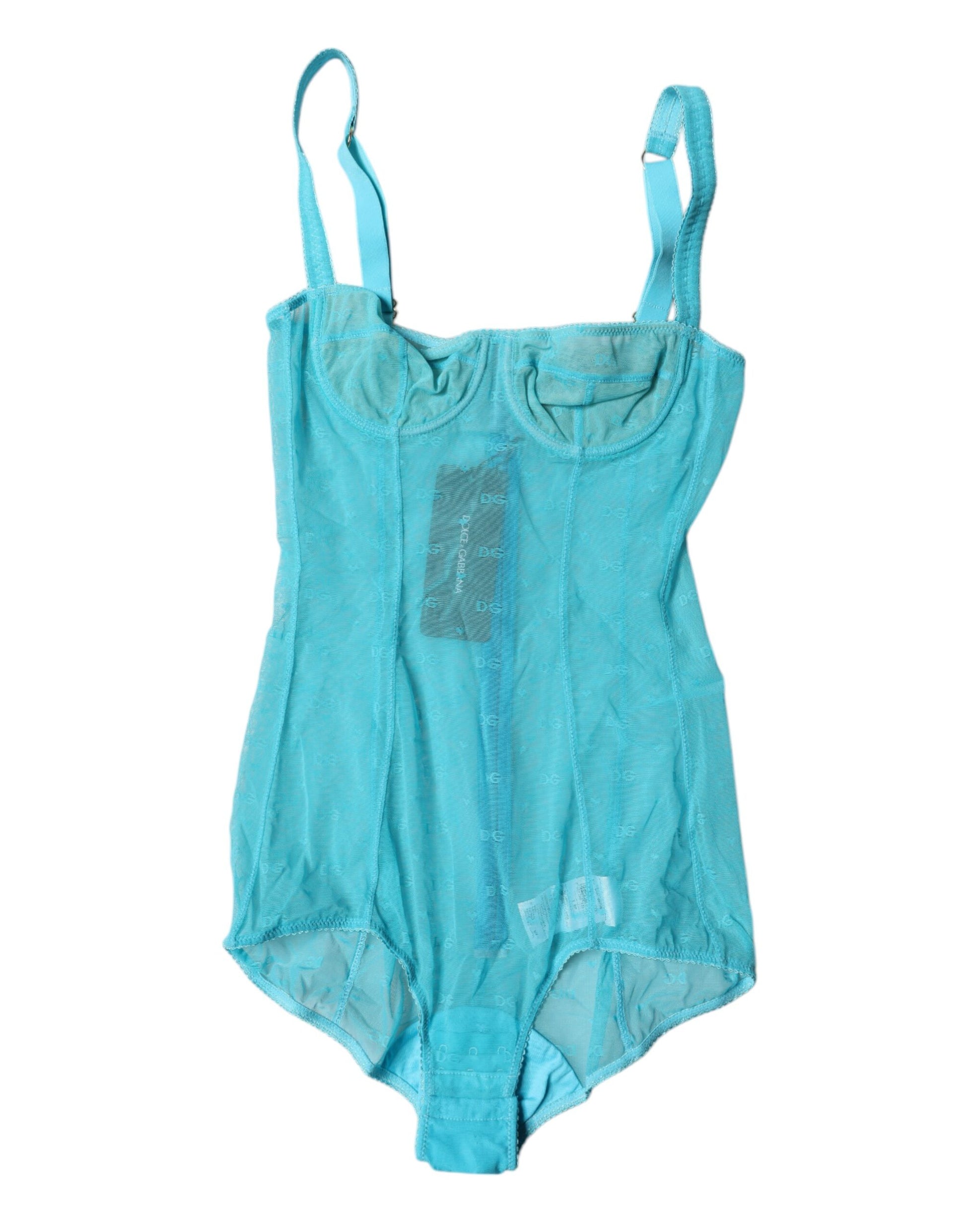 Blue Tulle Balconette Bra Bodysuit Underwear
