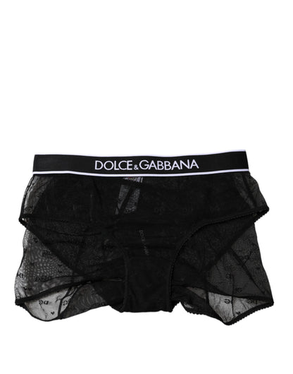 Black Tulle Nylon Mid Waist Panty Underwear
