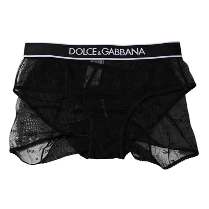 Black Tulle Nylon Mid Waist Panty Underwear