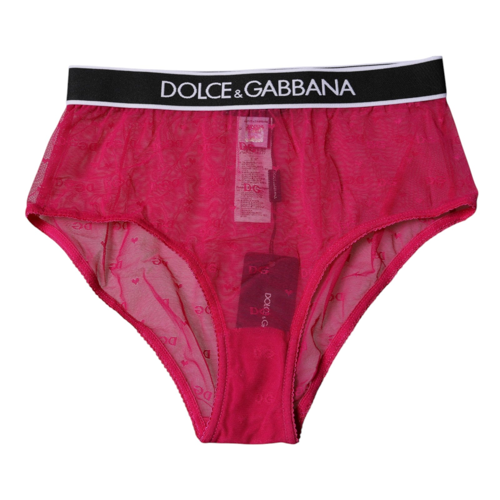 Fuchsia Tulle Nylon Mid Waist Panty Underwear