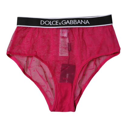 Fuchsia Tulle Nylon Mid Waist Panty Underwear