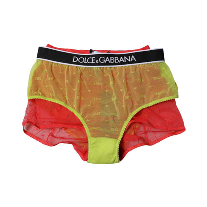 Red Yellow Tulle Mid Waist Panty Underwear