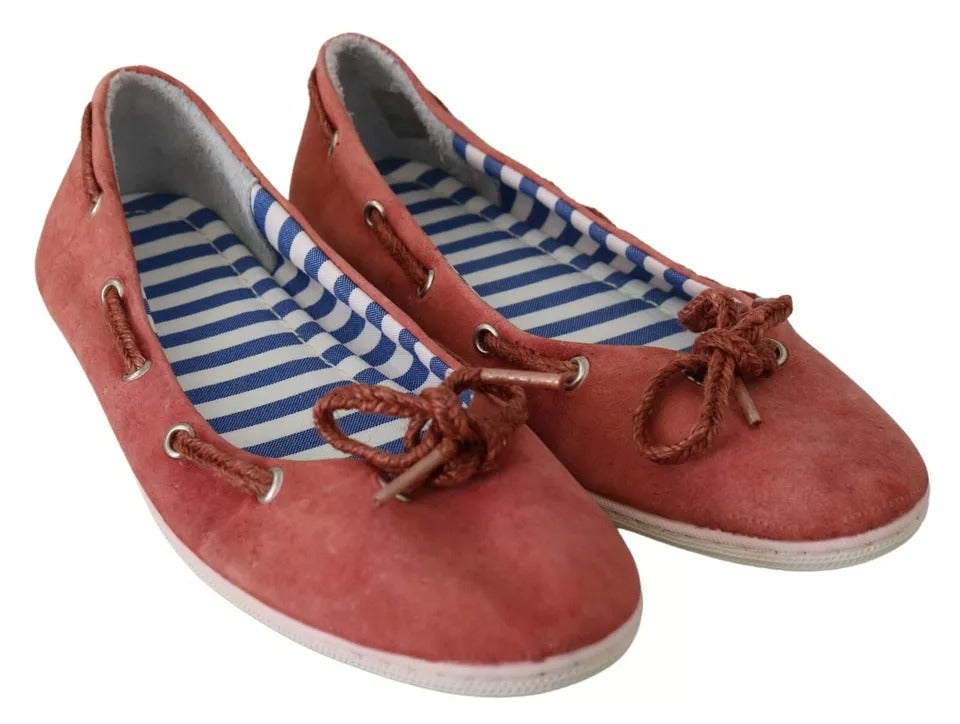 Scarlet Red Blue Stripe Flat Slip-On Shoes