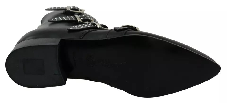 Black Fashion Buckled Zipper Ankle Boots Shoes