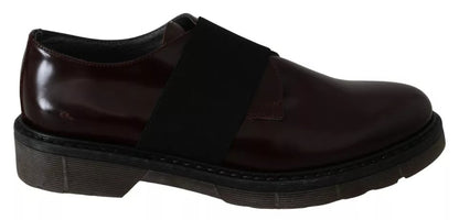 Dark Brown Leather Elastic Strap Shoes