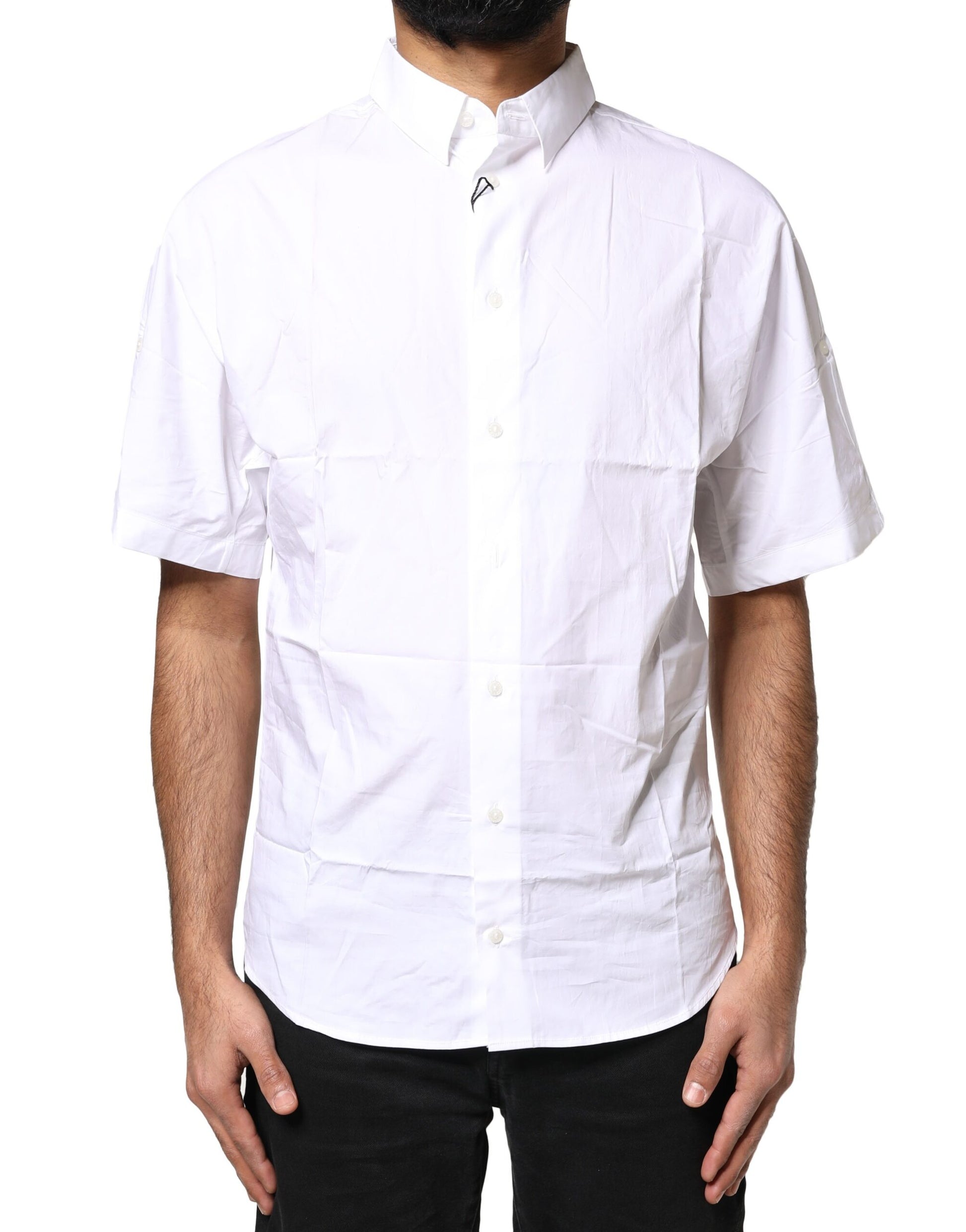 White Cotton Button Down Casual Men Polo Shirt