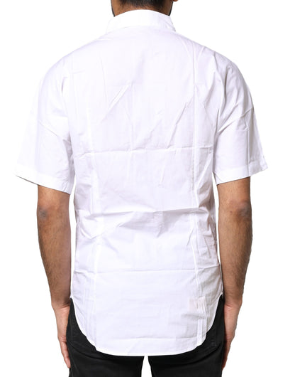 White Cotton Button Down Casual Men Polo Shirt