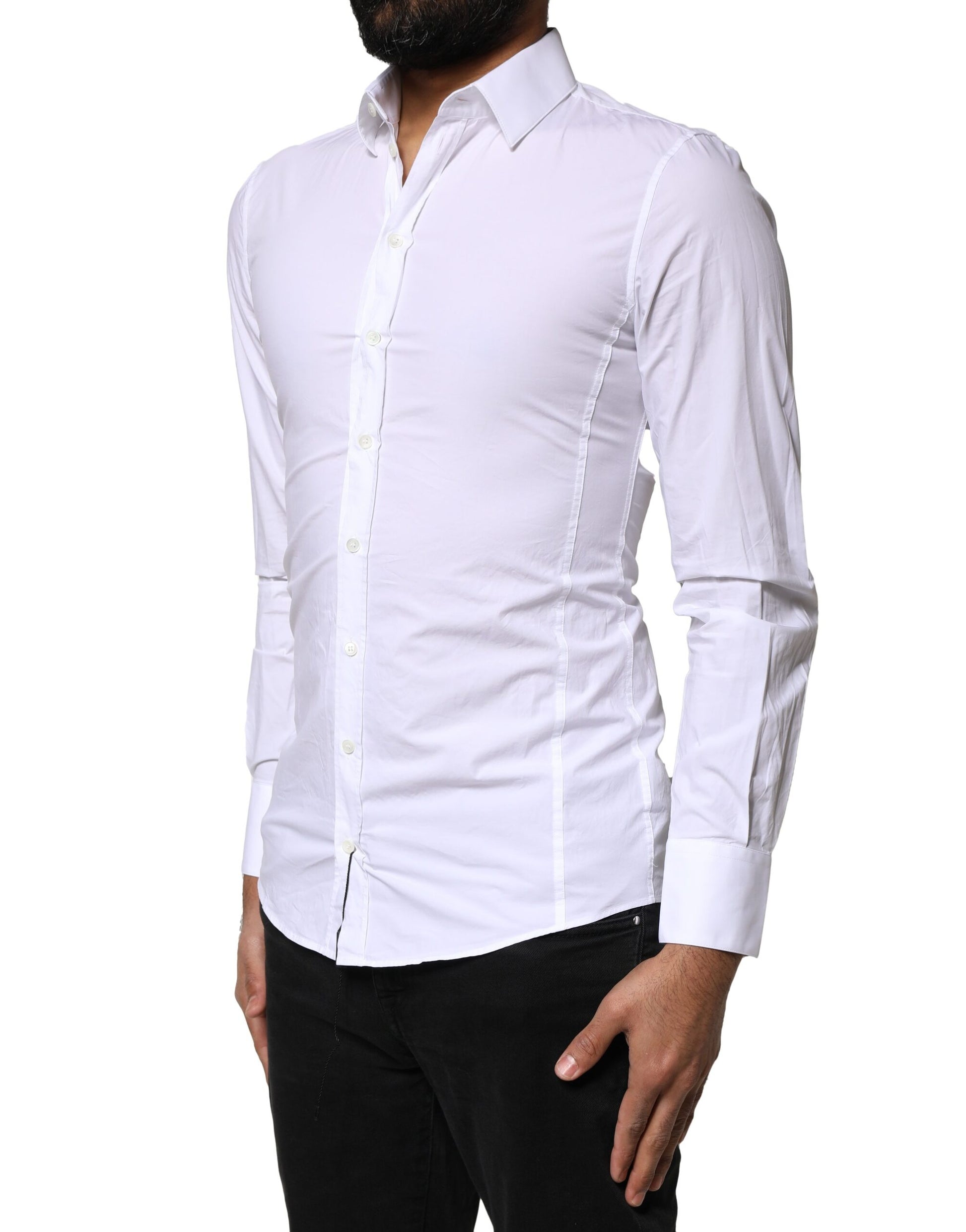 White SICILIA Cotton Formal Men Dress Shirt