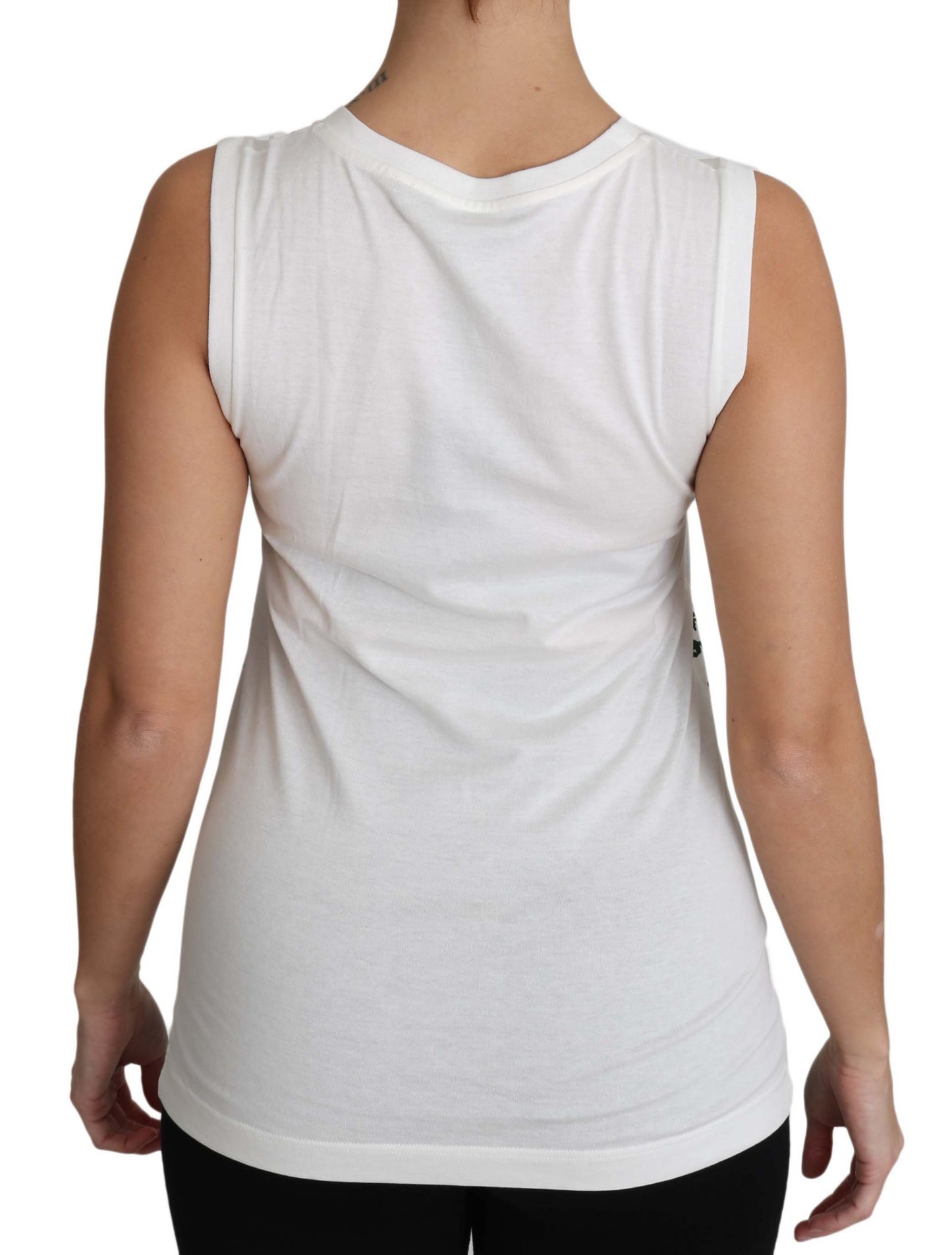 White Cotton #dgfamily Sleeveless Shirt Tank Top