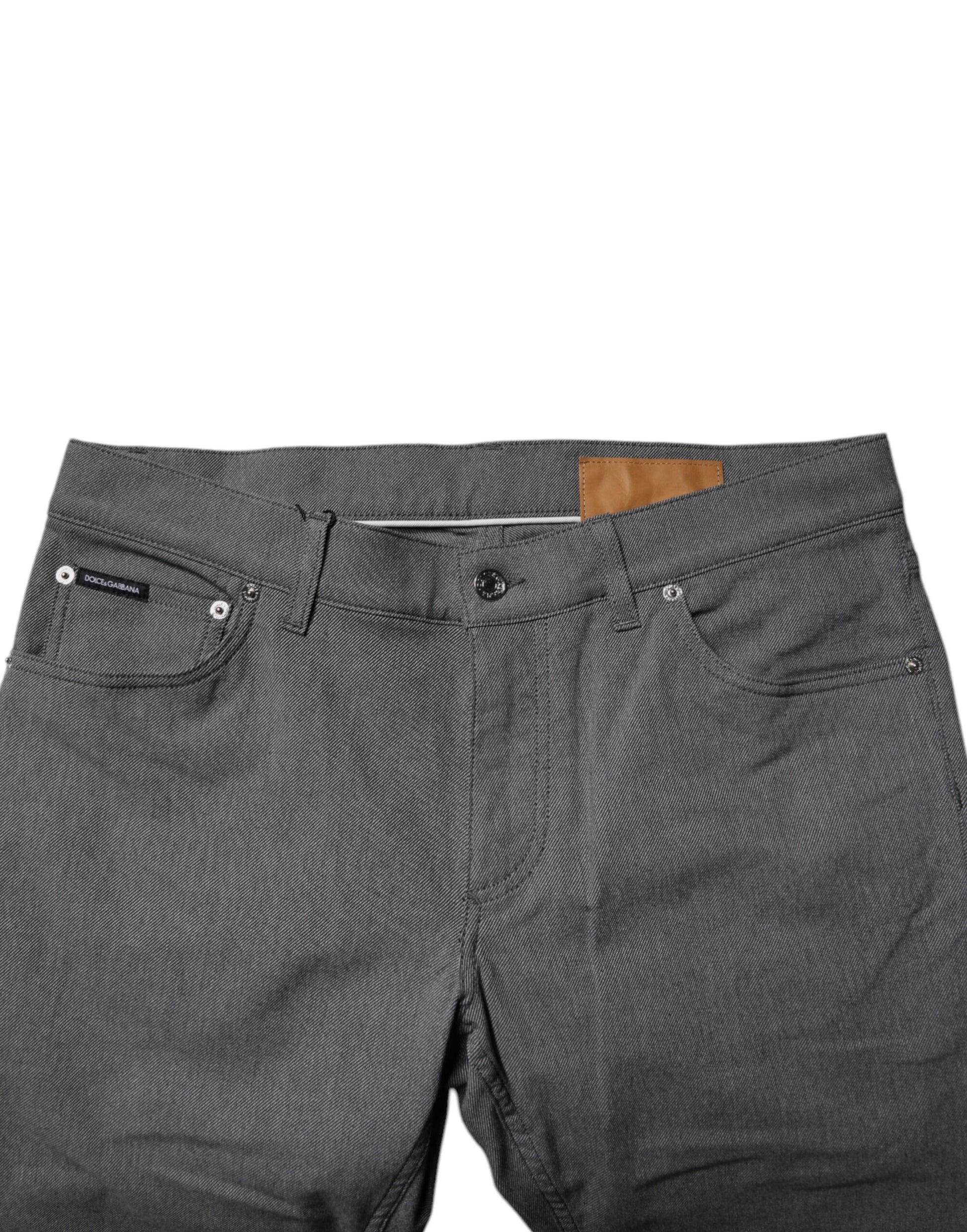 Gray Cotton Stretch Skinny Denim Jeans