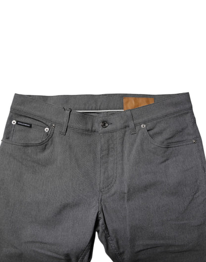 Gray Cotton Stretch Skinny Denim Jeans