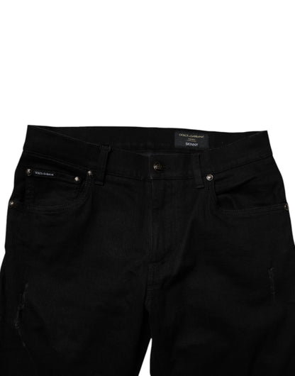 Black Cotton Stretch Skinny Men Denim Jeans