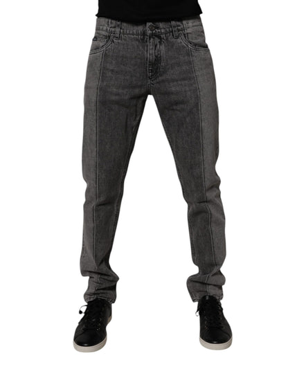 Two Tone Gray Cotton Denim Jeans